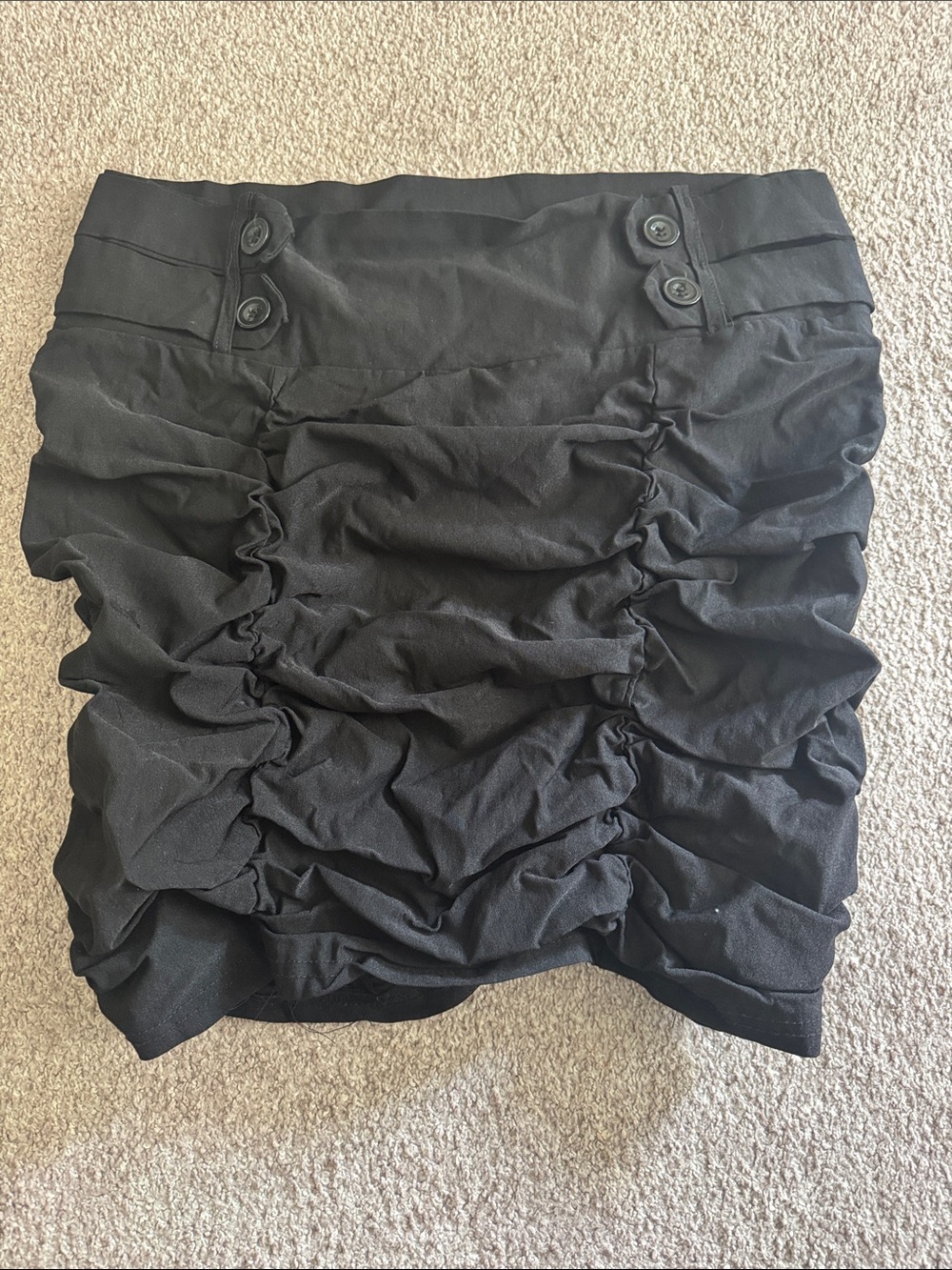 Black Ruched Mini Skirt - Women